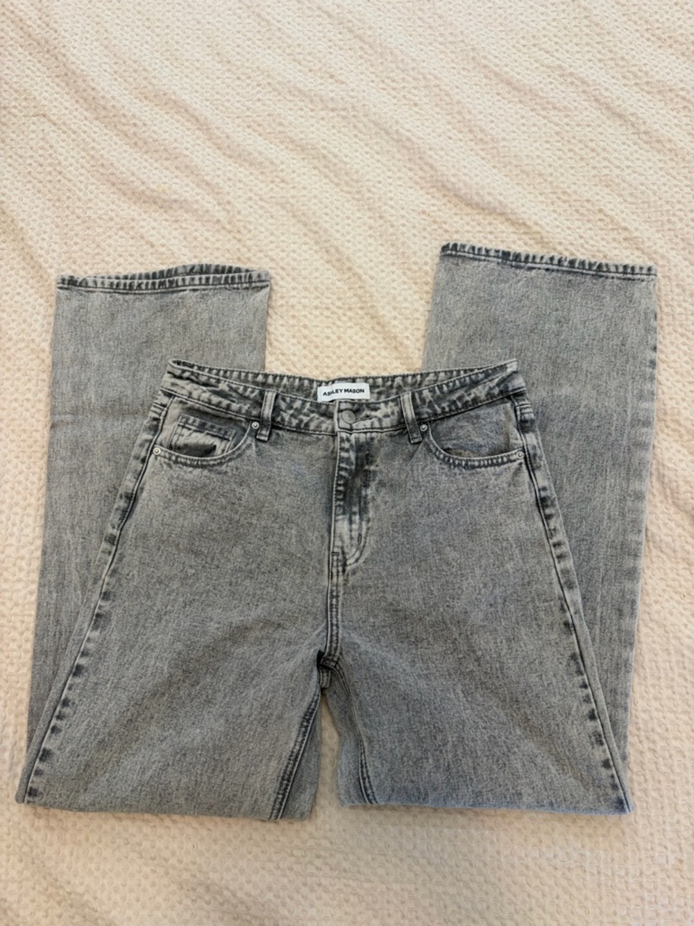 Ashley Mason Grey Acid-Wash Straight Jeans